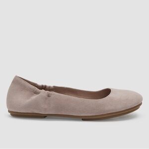 Eileen Fisher Fosse Suede Ballet Flat, Women's Size 5.5, Color Earth, pre-Owned.